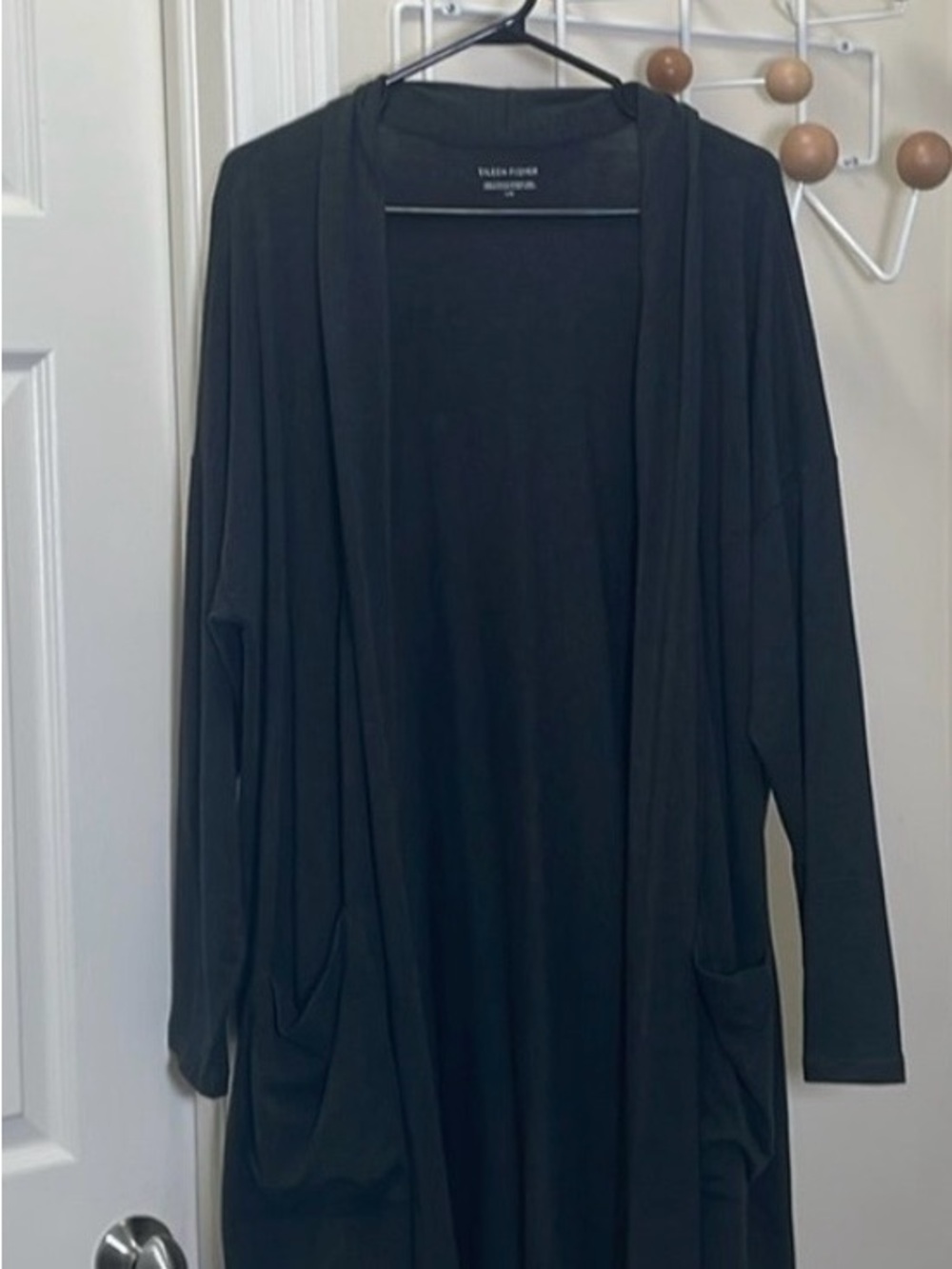 Eileen Fisher Charcoal Grey Long Open-Front Cardigan